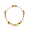 Enamel - 14K Yellow Gold Diamond Station Stackable with White Enamel - 0.13 ct