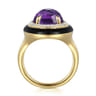 Enamel - 14K Yellow Gold Diamond and Amethyst Cocktail Ring with Black Enamel - 0.24 ct