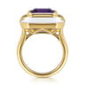 Enamel - 14K Yellow Gold Diamond and Amethyst Cocktail Ring with White Enamel - 0.14 ct