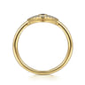Enamel - 14K Yellow Gold Diamond and Blue Sapphire Evil Eye Stackable with White Enamel - 0.08 ct