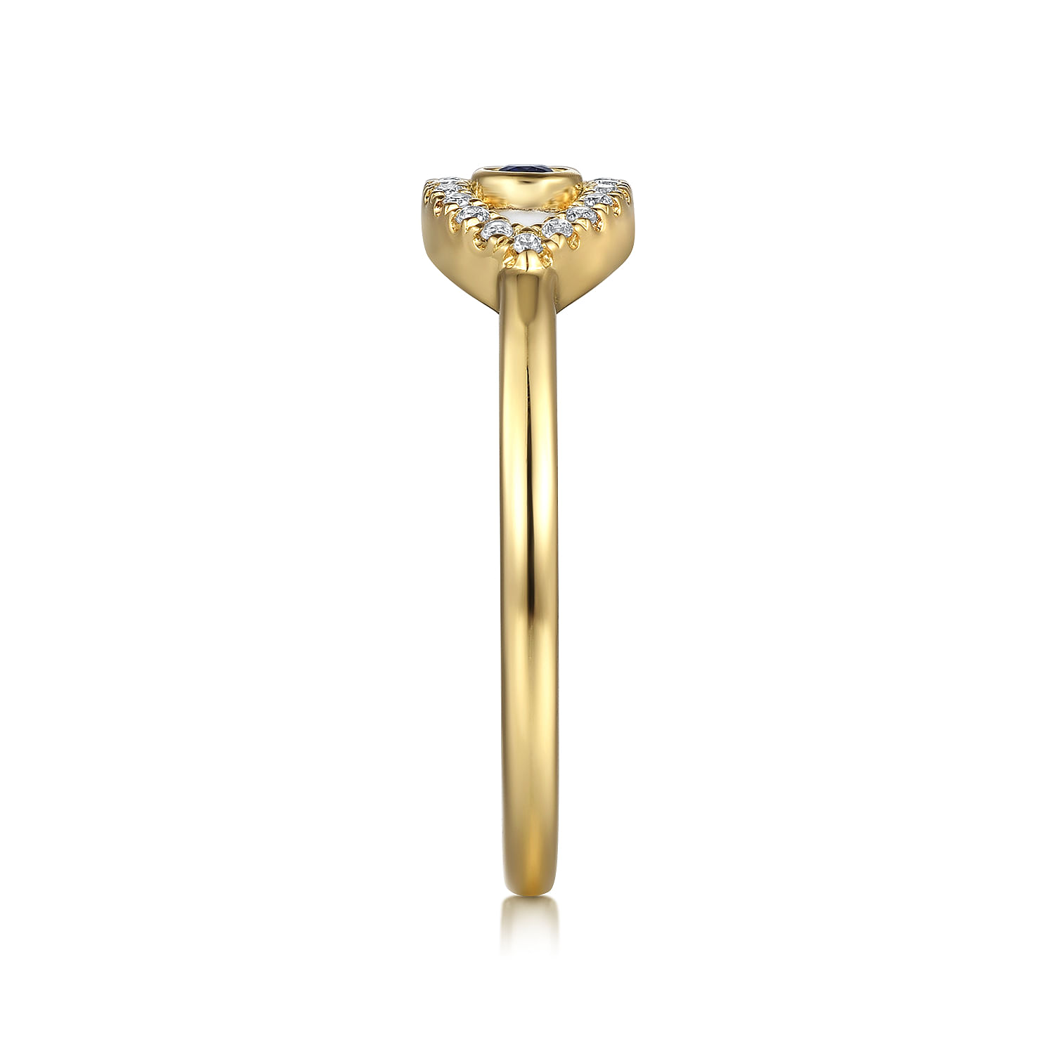 Enamel - 14K Yellow Gold Diamond and Blue Sapphire Evil Eye Stackable with White Enamel