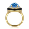 Enamel - 14K Yellow Gold Diamond and Blue Topaz Cocktail Ring with Black Enamel - 0.24 ct