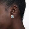 Enamel - 14K Yellow Gold Diamond and Blue Topaz Earrings with White Enamel - 0.32 ct