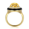 Enamel - 14K Yellow Gold Diamond and Citrine Cocktail Ring with Black Enamel - 0.24 ct