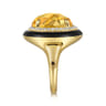 Enamel - 14K Yellow Gold Diamond and Citrine Cocktail Ring with Black Enamel - 0.24 ct