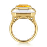 Enamel - 14K Yellow Gold Diamond and Citrine Cocktail Ring with White Enamel - 0.14 ct