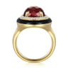 Enamel - 14K Yellow Gold Diamond and Garnet Cocktail Ring with Black Enamel - 0.24 ct