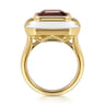 Enamel - 14K Yellow Gold Diamond and Garnet Cocktail Ring with White Enamel - 0.14 ct