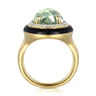 Enamel - 14K Yellow Gold Diamond and Green Amethyst Cocktail Ring with Black Enamel - 0.24 ct