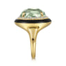 Enamel - 14K Yellow Gold Diamond and Green Amethyst Cocktail Ring with Black Enamel - 0.24 ct