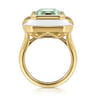 Enamel - 14K Yellow Gold Diamond and Green Amethyst Cocktail Ring with White Enamel - 0.14 ct