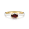 Enamel - 14K Yellow Gold Garnet Cocktail Stackable with White Enamel