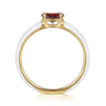 Enamel - 14K Yellow Gold Garnet Cocktail Stackable with White Enamel