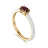 Enamel - 14K Yellow Gold Garnet Cocktail Stackable with White Enamel