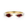 Enamel - 14K Yellow Gold Garnet Open Stackable with White Enamel
