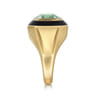 Enamel - 14K Yellow Gold Green Amethyst Cocktail Ring with Black Enamel
