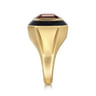 Enamel - 14K Yellow Gold Green Garnet Cocktail Ring with Black Enamel