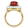 Enamel - 14K Yellow Gold Green Garnet Cocktail Ring with White Enamel