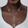 Enamel - 14K Yellow Gold Hollow Tube Link Y knot Necklace with White Enamel