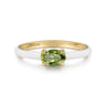 Enamel - 14K Yellow Gold Peridot Cocktail Stackable with White Enamel