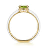Enamel - 14K Yellow Gold Peridot Cocktail Stackable with White Enamel
