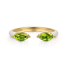 Enamel - 14K Yellow Gold Peridot Open Stackable with White Enamel