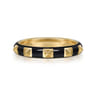 Enamel - 14K Yellow Gold Pyramid Stackable with Black Enamel