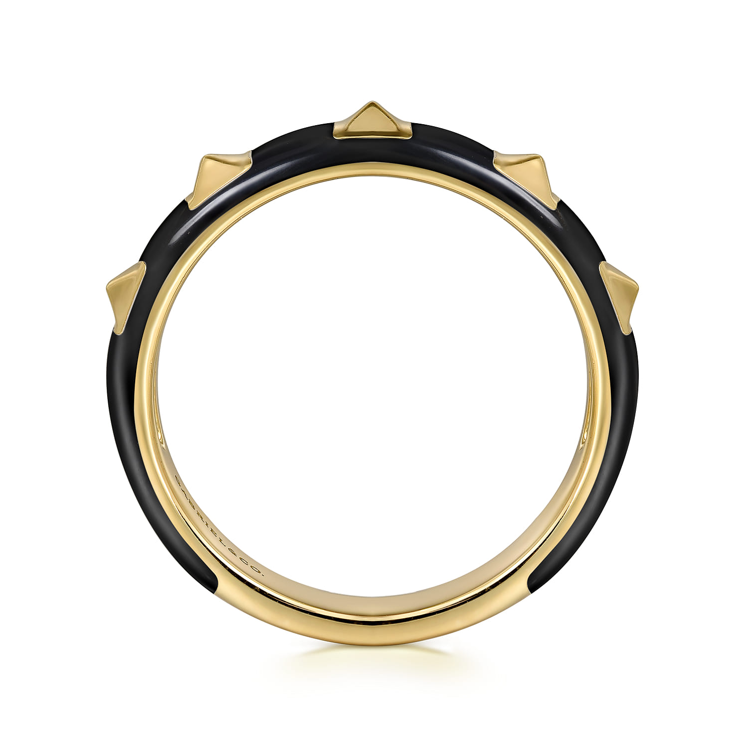 Enamel - 14K Yellow Gold Pyramid Stackable with Black Enamel - Shot 2