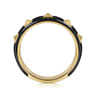 Enamel - 14K Yellow Gold Pyramid Stackable with Black Enamel