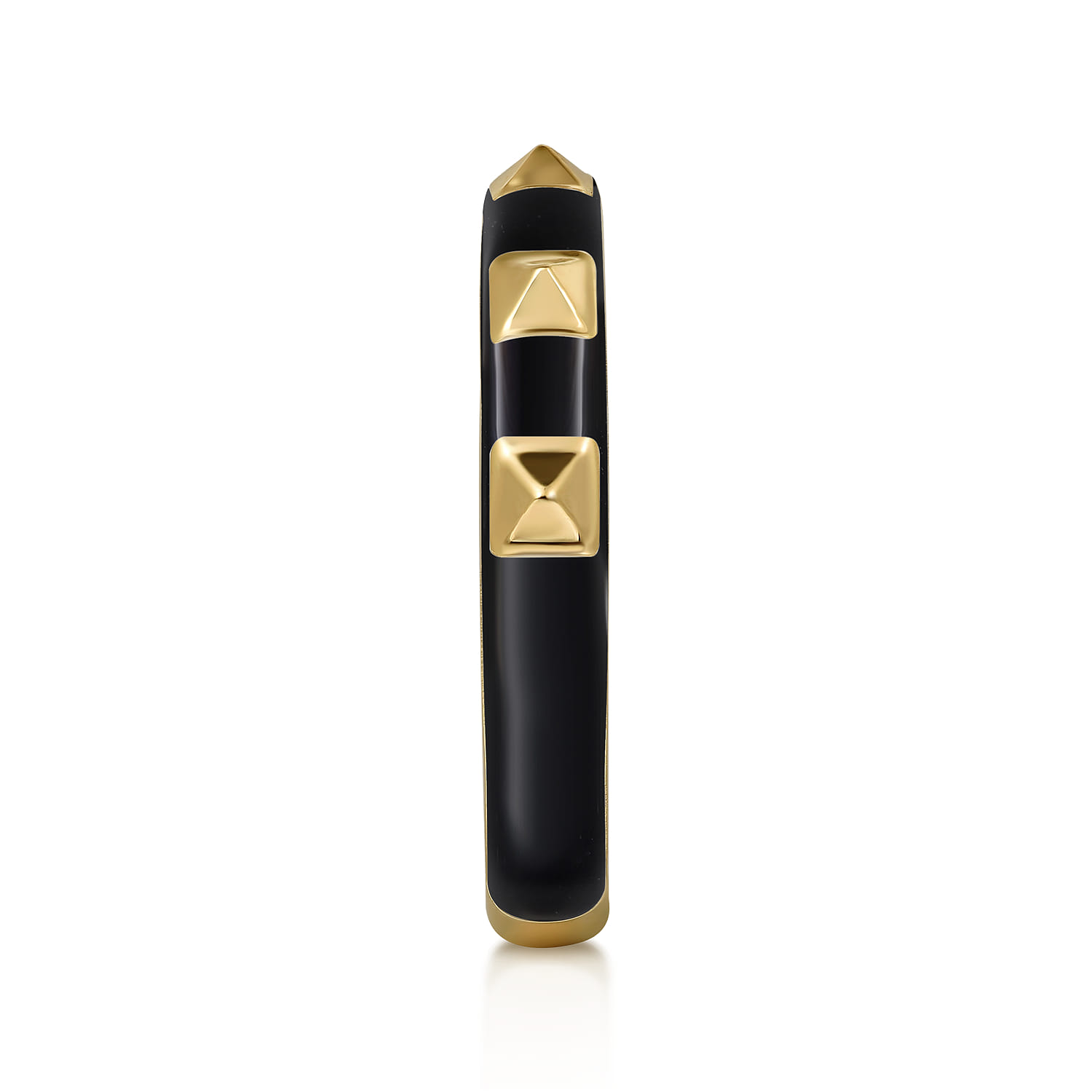 Enamel - 14K Yellow Gold Pyramid Stackable with Black Enamel - Shot 4