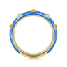 Enamel - 14K Yellow Gold Pyramid Stackable with Blue Enamel