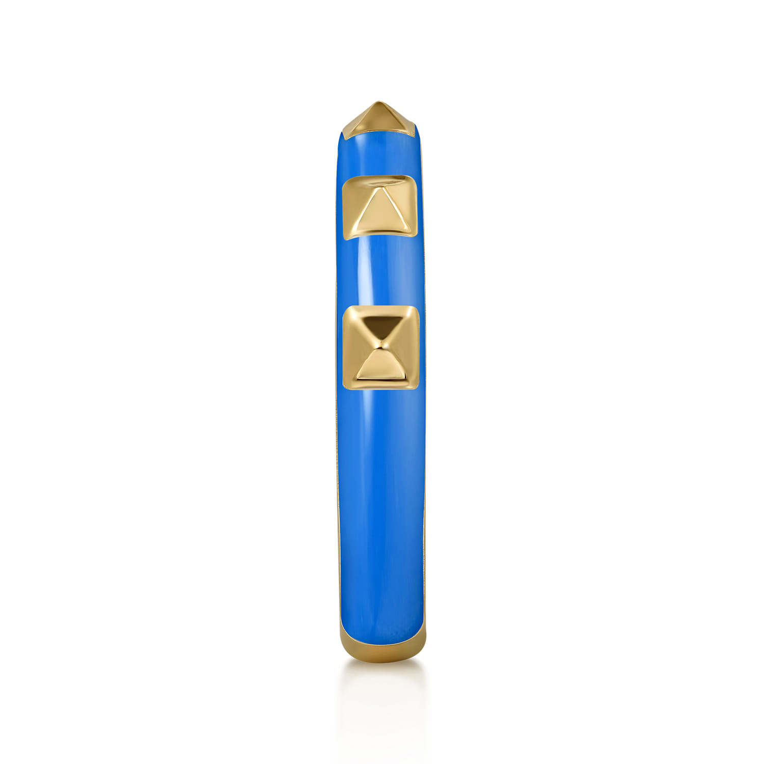 Enamel - 14K Yellow Gold Pyramid Stackable with Blue Enamel - Shot 4