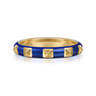 Enamel - 14K Yellow Gold Pyramid Stackable with Chrome Blue Enamel