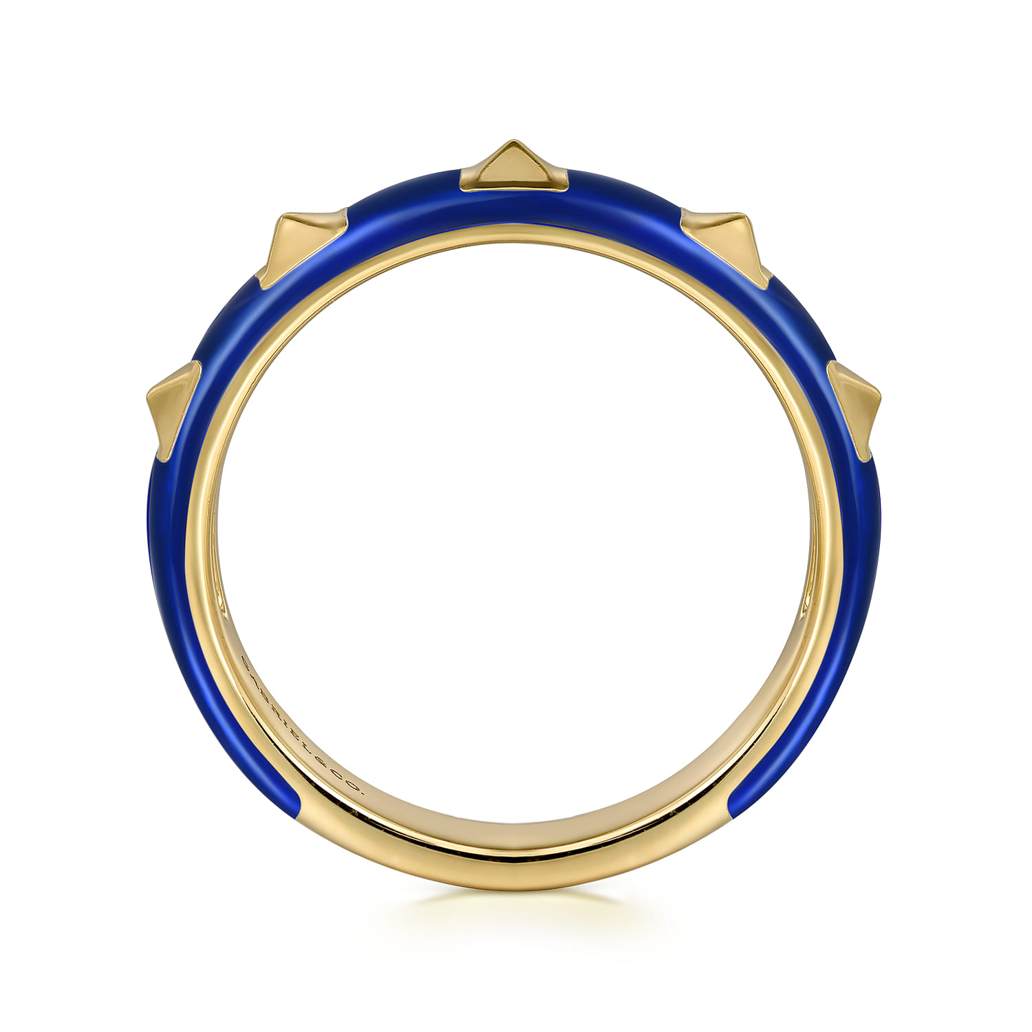 Enamel - 14K Yellow Gold Pyramid Stackable with Chrome Blue Enamel - Shot 2
