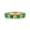 Enamel - 14K Yellow Gold Pyramid Stackable with Chrome Green Enamel