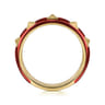 Enamel - 14K Yellow Gold Pyramid Stackable with Chrome Red Enamel