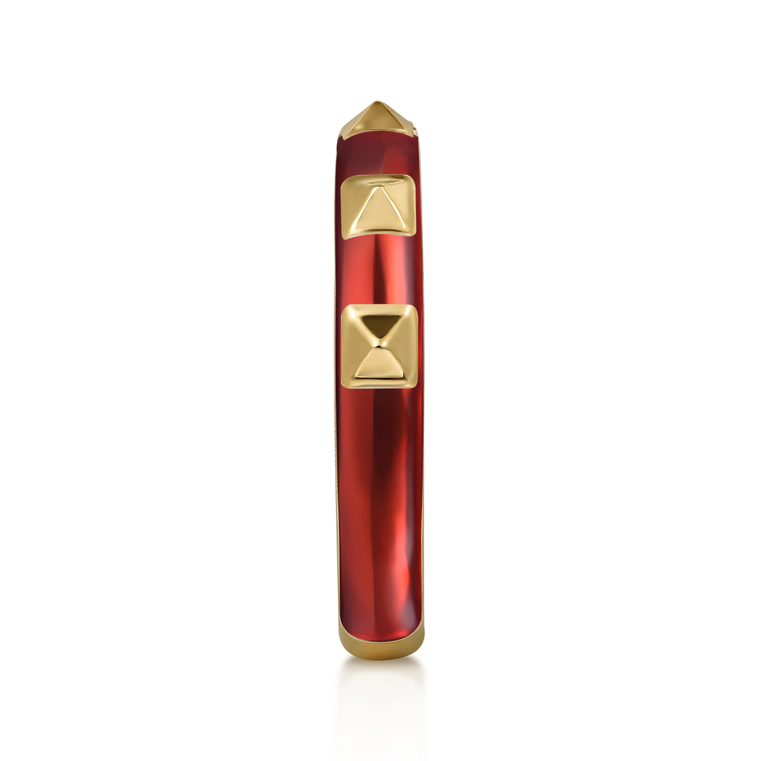 Enamel - 14K Yellow Gold Pyramid Stackable with Chrome Red Enamel - Shot 4