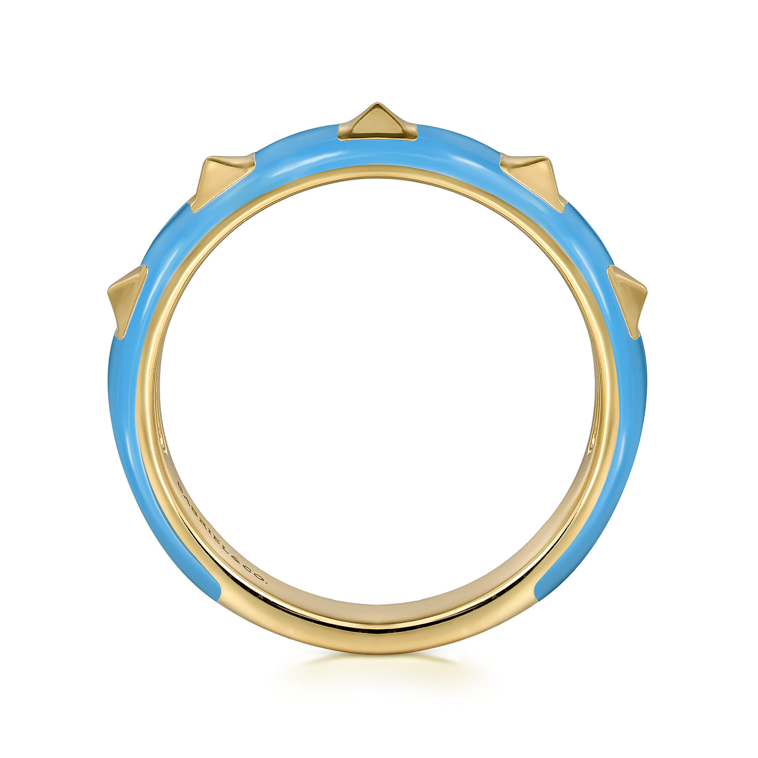Enamel - 14K Yellow Gold Pyramid Stackable with Dusk Blue Enamel - Shot 2