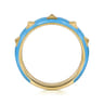 Enamel - 14K Yellow Gold Pyramid Stackable with Dusk Blue Enamel