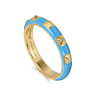 Enamel - 14K Yellow Gold Pyramid Stackable with Dusk Blue Enamel