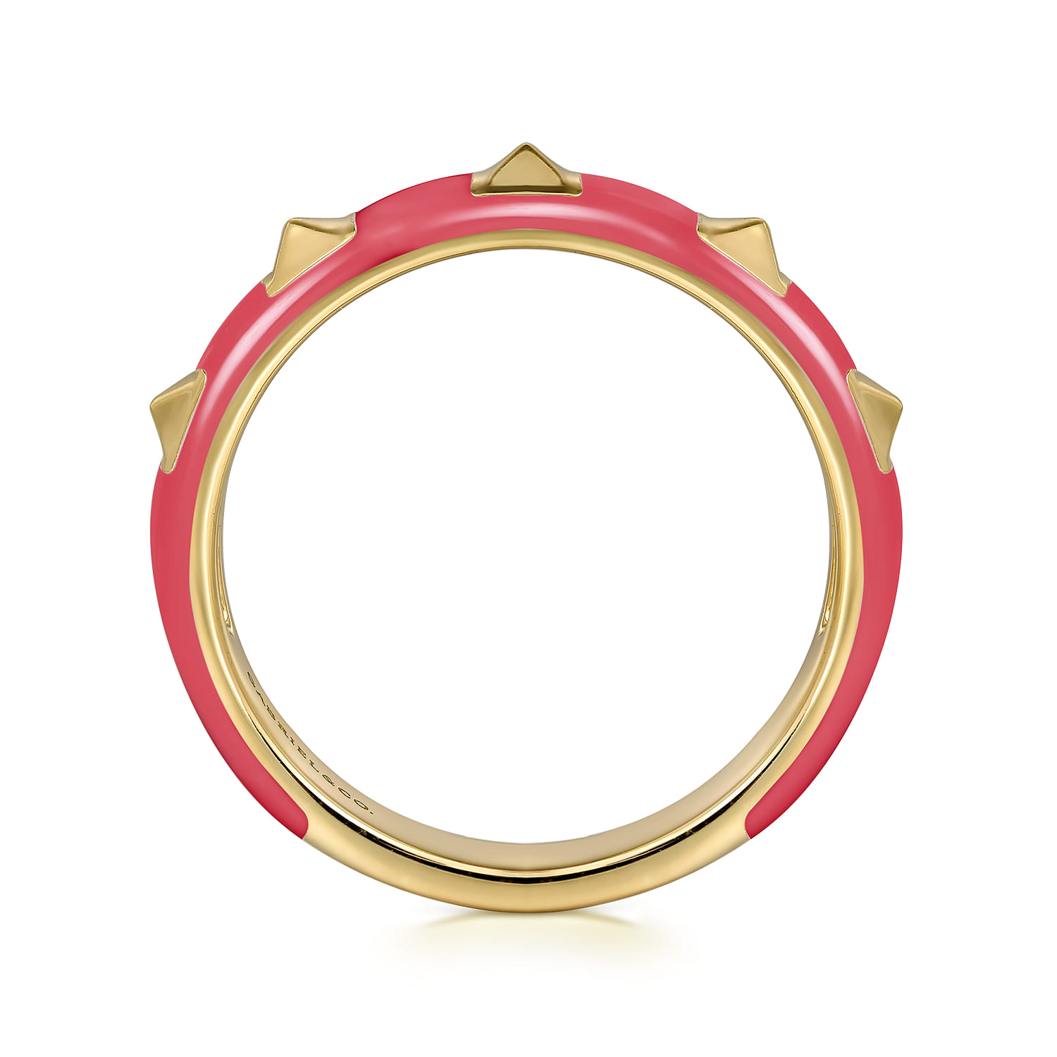Enamel - 14K Yellow Gold Pyramid Stackable with Fuchsia Enamel - Shot 2