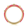 Enamel - 14K Yellow Gold Pyramid Stackable with Fuchsia Enamel