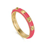 Enamel - 14K Yellow Gold Pyramid Stackable with Fuchsia Enamel