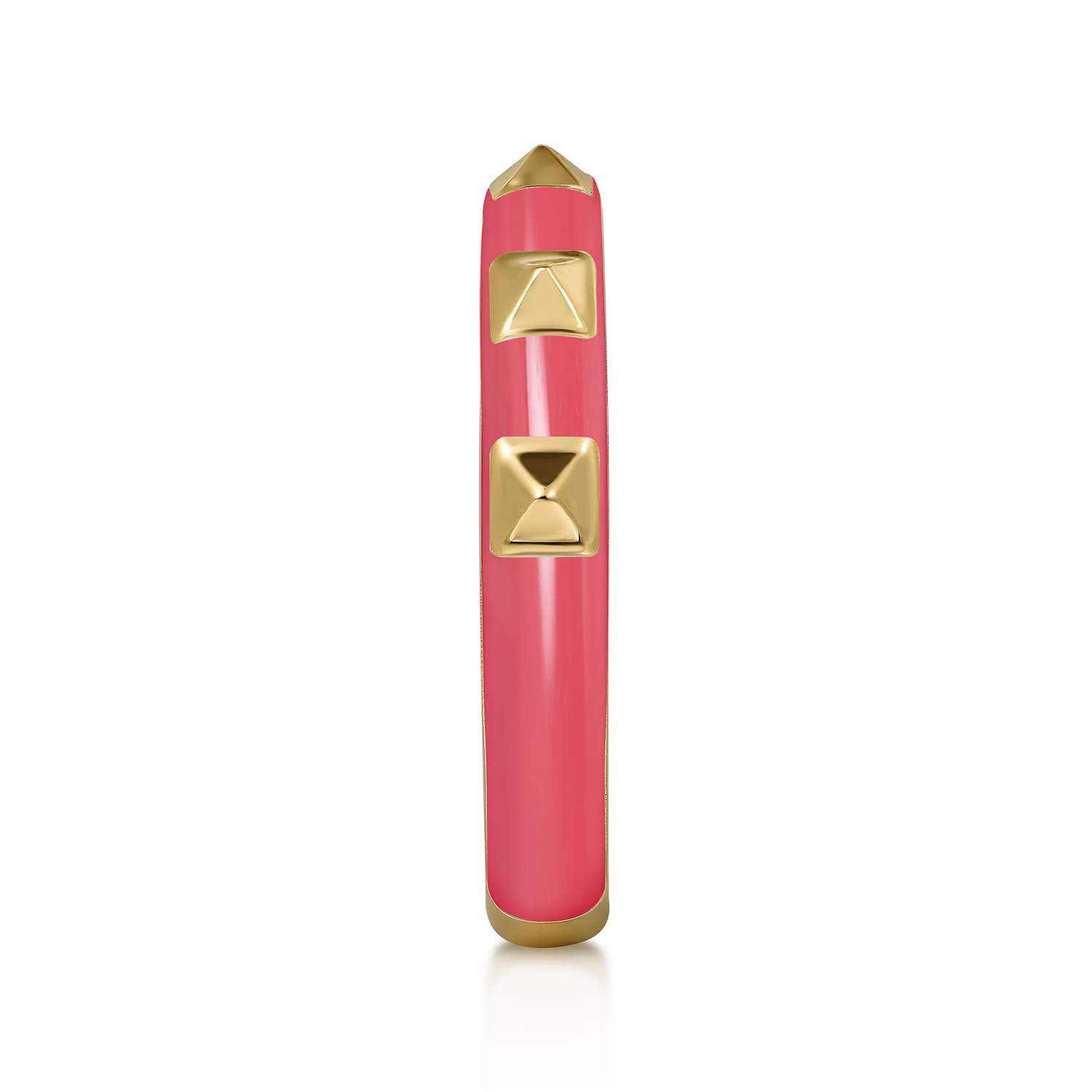 Enamel - 14K Yellow Gold Pyramid Stackable with Fuchsia Enamel - Shot 4
