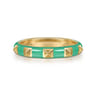 Enamel - 14K Yellow Gold Pyramid Stackable with Mint Green Enamel