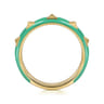 Enamel - 14K Yellow Gold Pyramid Stackable with Mint Green Enamel