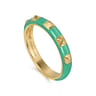 Enamel - 14K Yellow Gold Pyramid Stackable with Mint Green Enamel