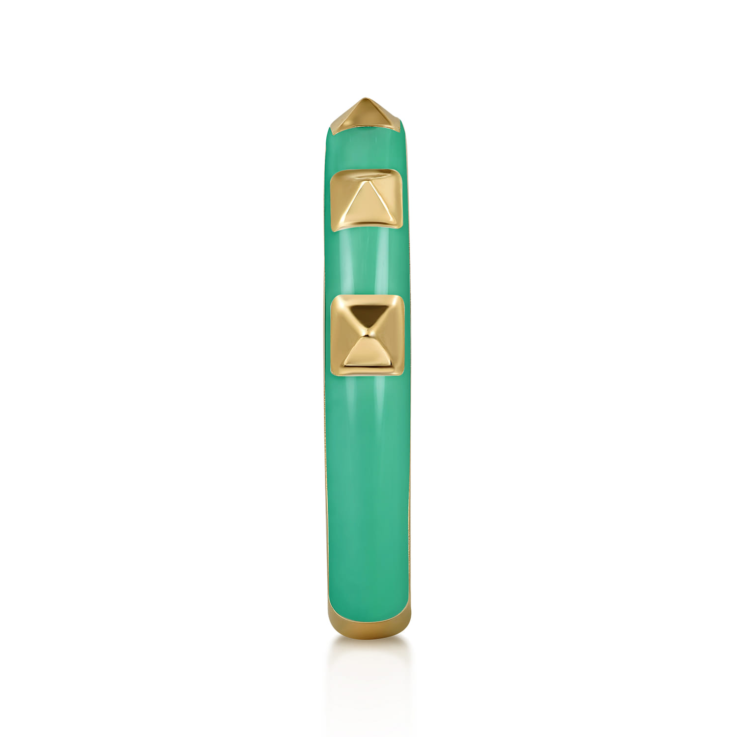 Enamel - 14K Yellow Gold Pyramid Stackable with Mint Green Enamel - Shot 4