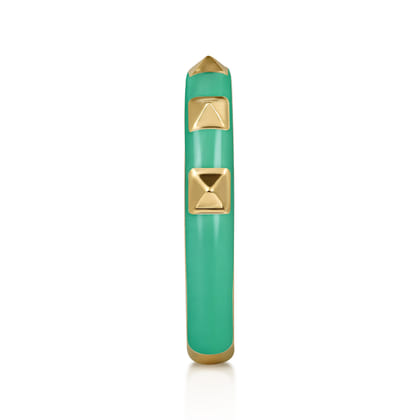 Enamel - 14K Yellow Gold Pyramid Stackable with Mint Green Enamel
