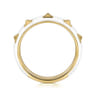 Enamel - 14K Yellow Gold Pyramid Stackable with White Enamel